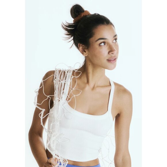 FREE PEOPLE MOVEMENT All Clear Solid Cami in White Ribbed Workout - Size XS / S - Picture 1 of 12